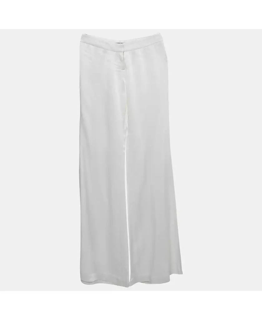 Pre-Owned Balmain Women
s White Satin Flared High Rise Trousers