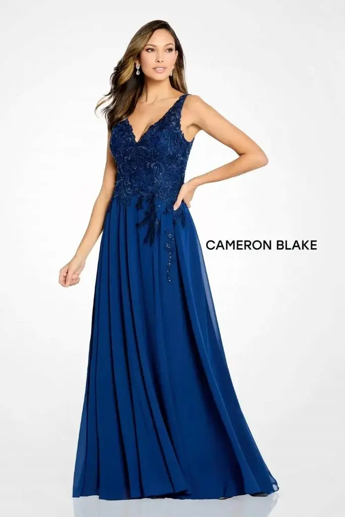 Mon Cheri Mon Cheri - Beaded Lace And Chiffon Gown