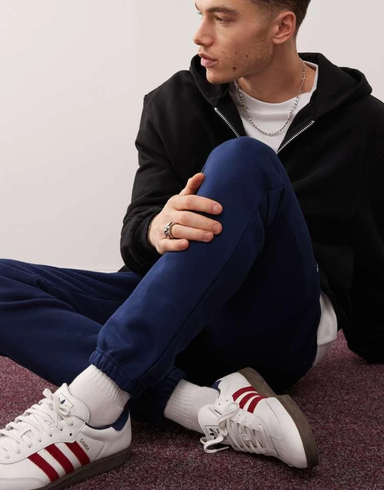 Adidas adidas Originals Trefoil Essentials joggers in navy 5