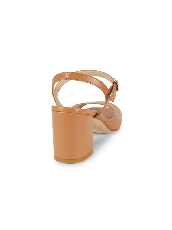 Stuart Weitzman Tia 75MM Leather Block-Heel Sandals 3