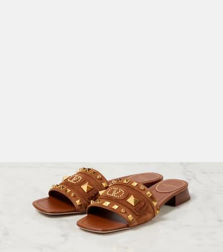 Valentino Plaster Caster studded suede slides 4