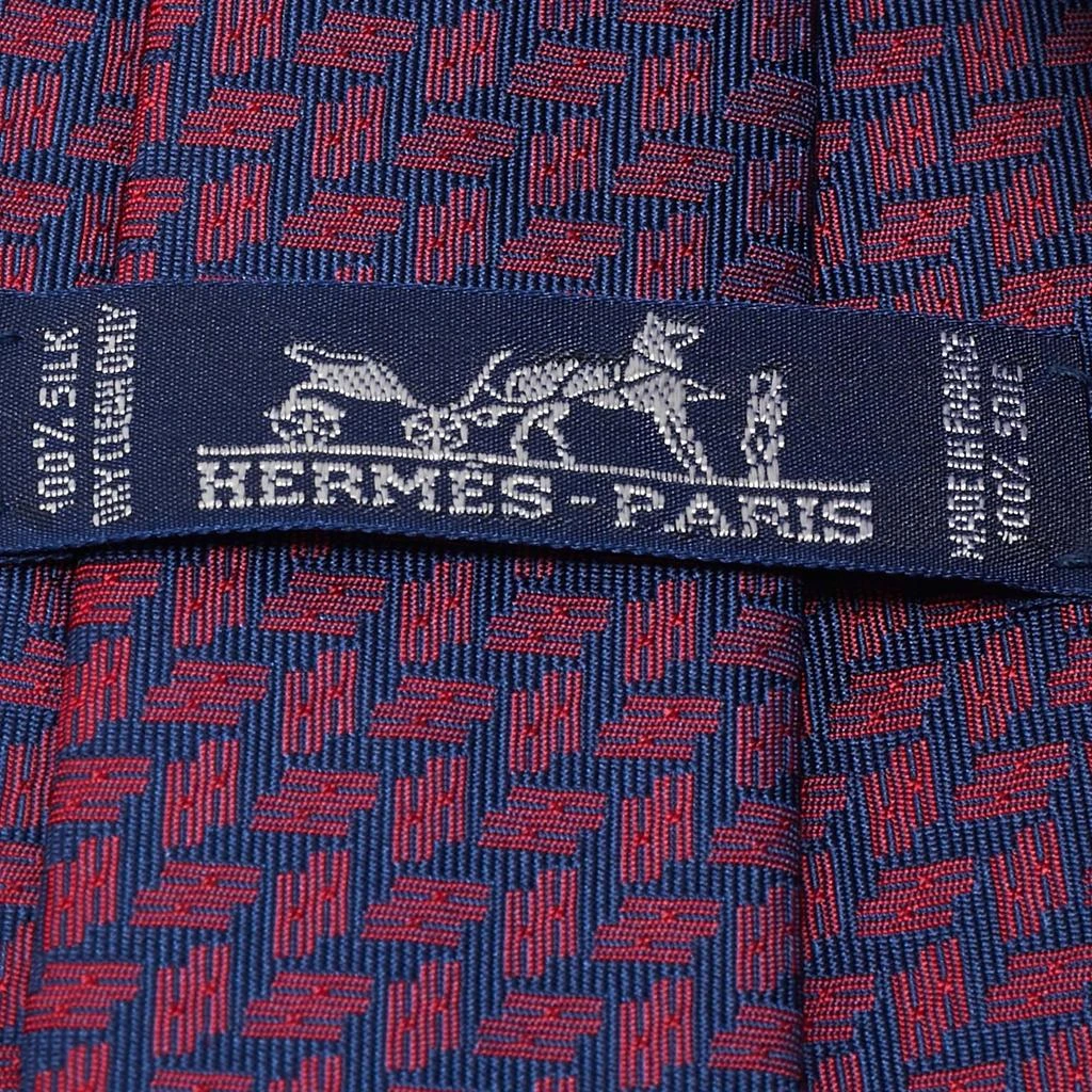 Hermes Hermes Blue/Red H Pattern Jacquard Silk Tie 3