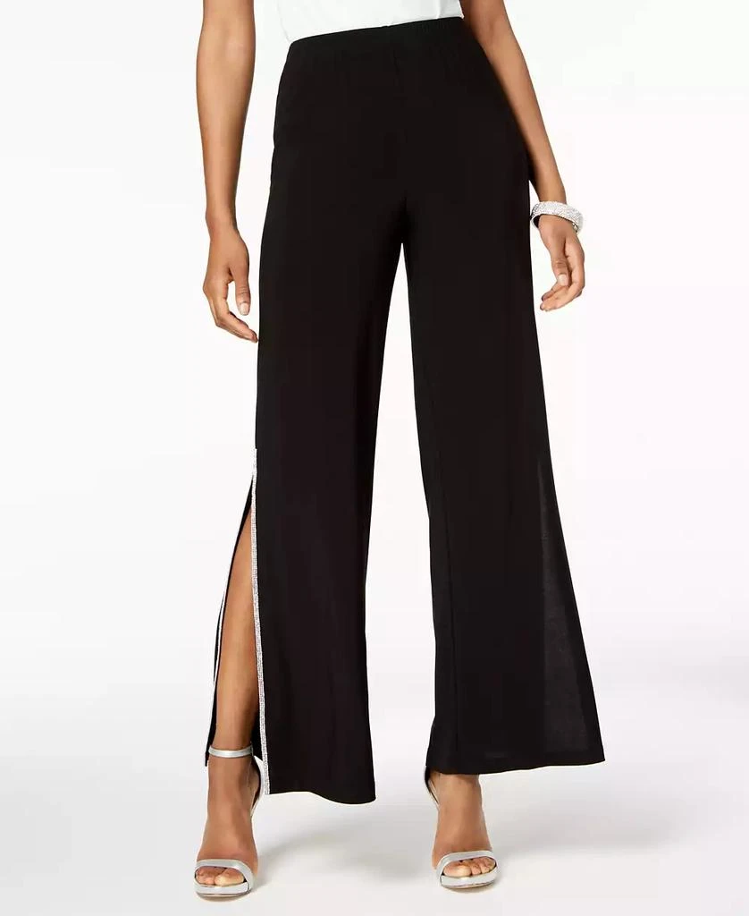 msk mesh wide leg dress pants New w Tag MSK Black Mesh Sequin Wide Leg Dress Pants