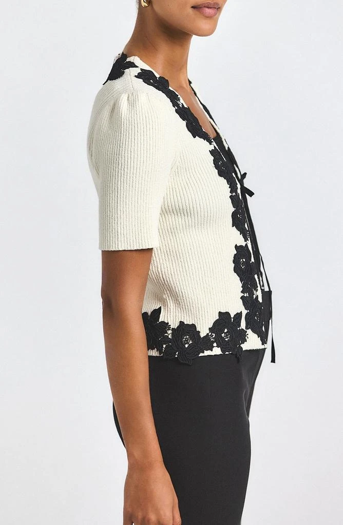 Derek Lam Maes Floral Lace Embellished Tie Front Cardigan 3