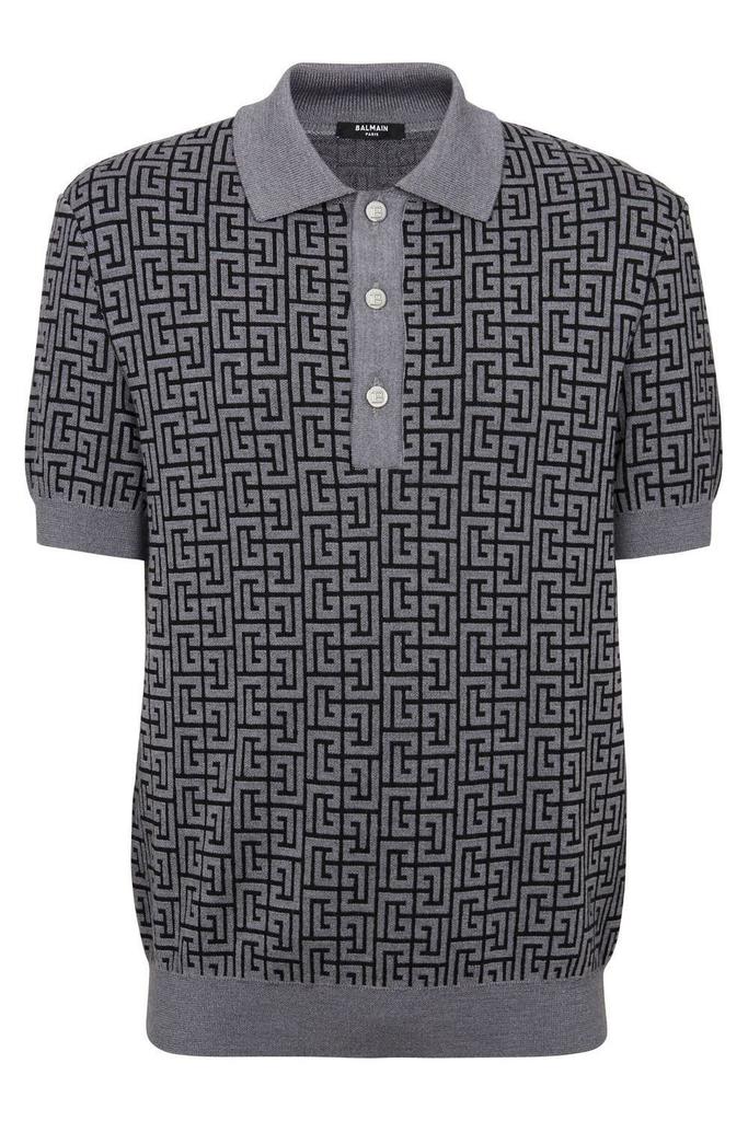Tシャツ・カットソー BALMAIN BALMAIN SIGNATURE EMB ZIPPED POLO BALMAIN Signature Embroidered Zipped Polo in Black | FWRD