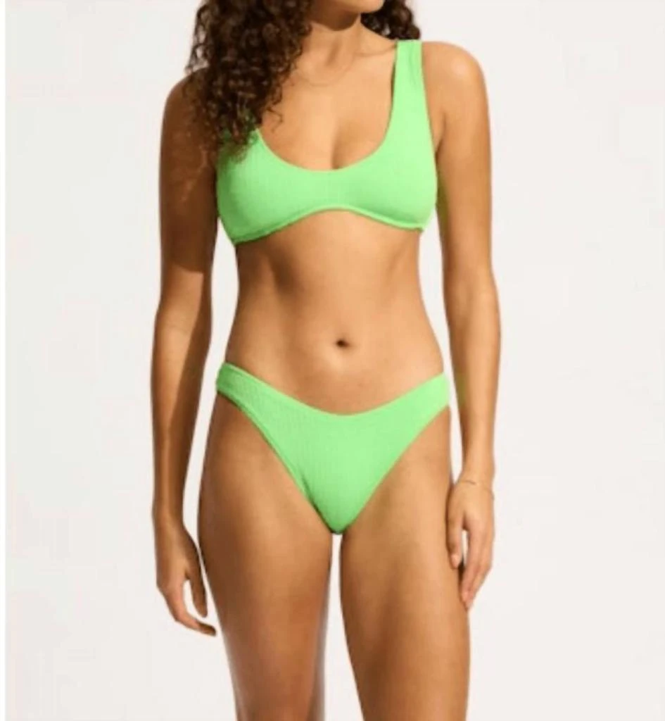 Seafolly Sea Dive Multi Fit Longline Bikini Top In Summer Green 2