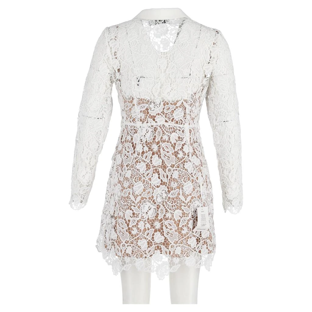Self Portrait Magnolia Collared Lace Mini Dress In White Polyester 6