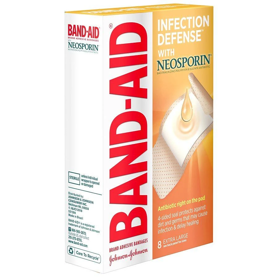 Band-Aid Adhesive Bandages Infection Defense With Neosporin Antibiotic Extra Large 3