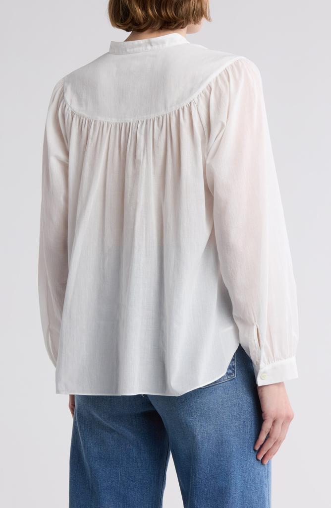FRAME Shirred Cotton Popover Top
