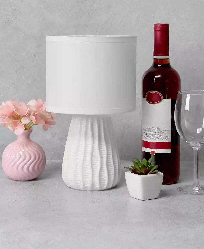 Simple Designs 11.02" Traditional Mini Modern Ceramic Texture Pastel Accent Bedside Table Desk Lamp with Matching Fabric Shade 5