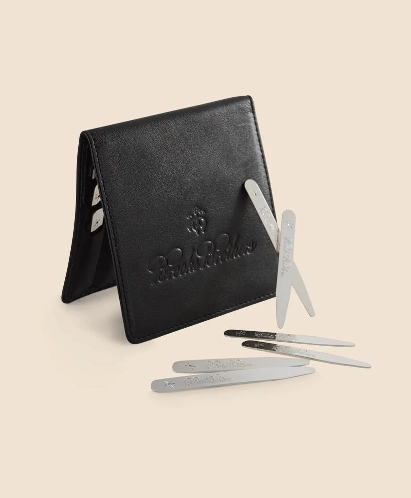 Brooks Brothers Metallic Collar Stays with Nappa Leather Case 2