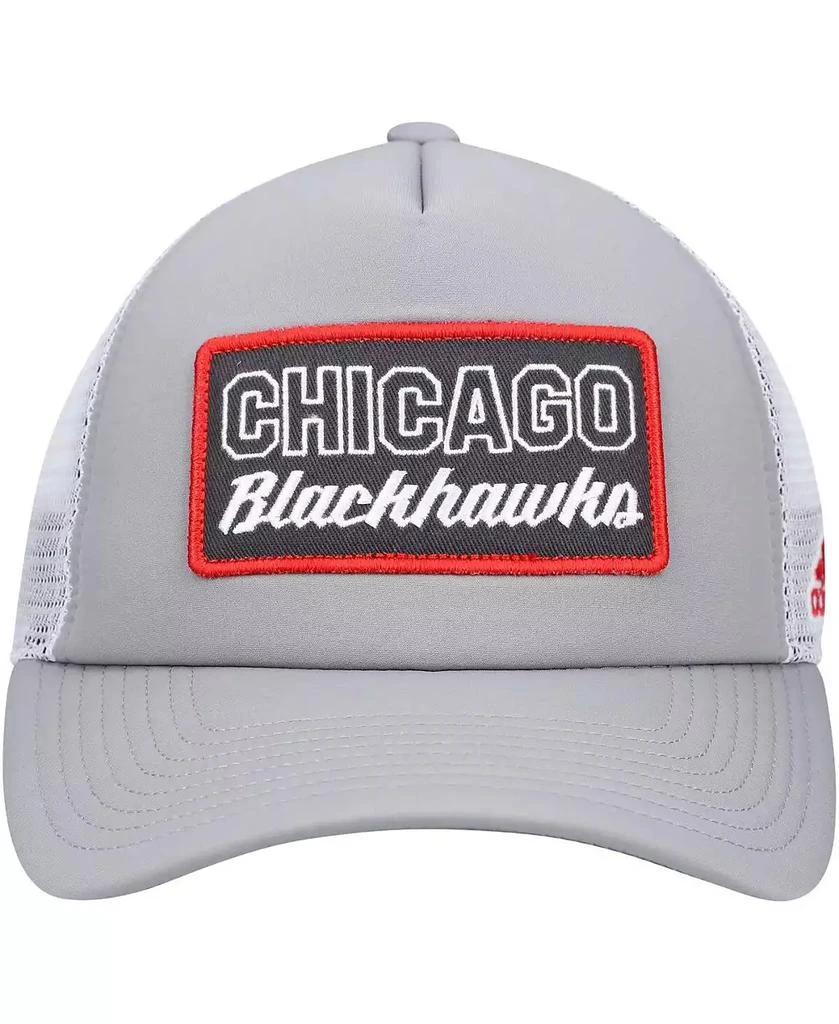 Adidas Men's Gray, White Chicago Blackhawks Locker Room Foam Trucker Snapback Hat 2