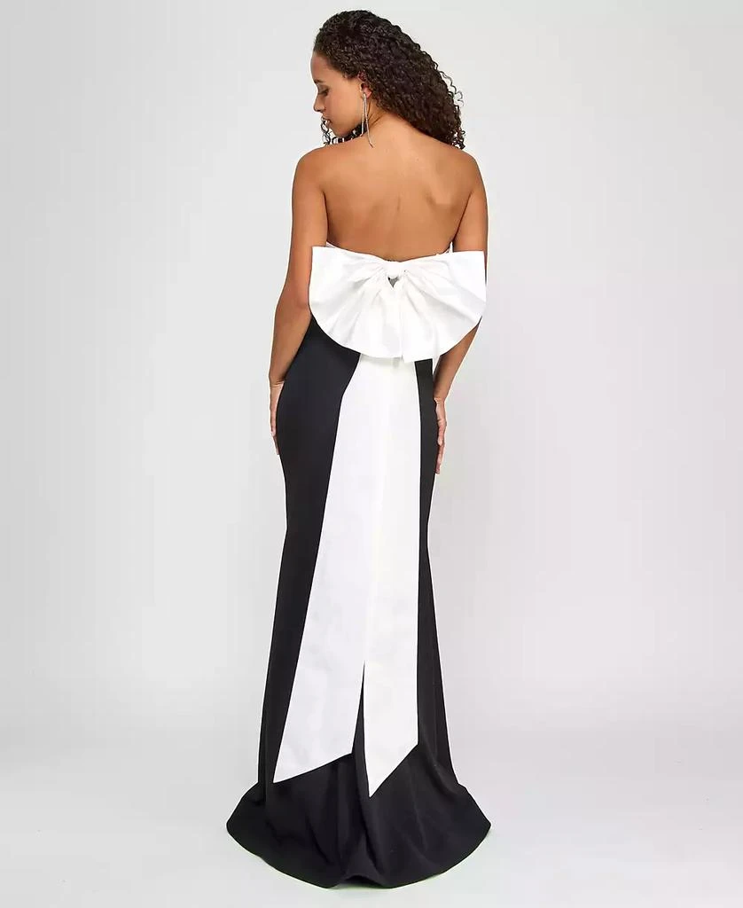 City Studios Juniors' Scuba Twisted Back-Bow Gown, Created for Macy's 2