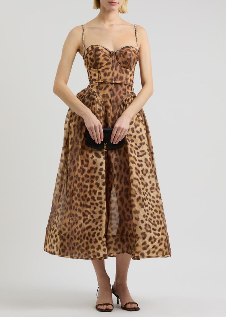 Zimmermann Crush leopard-print linen-blend midi dress