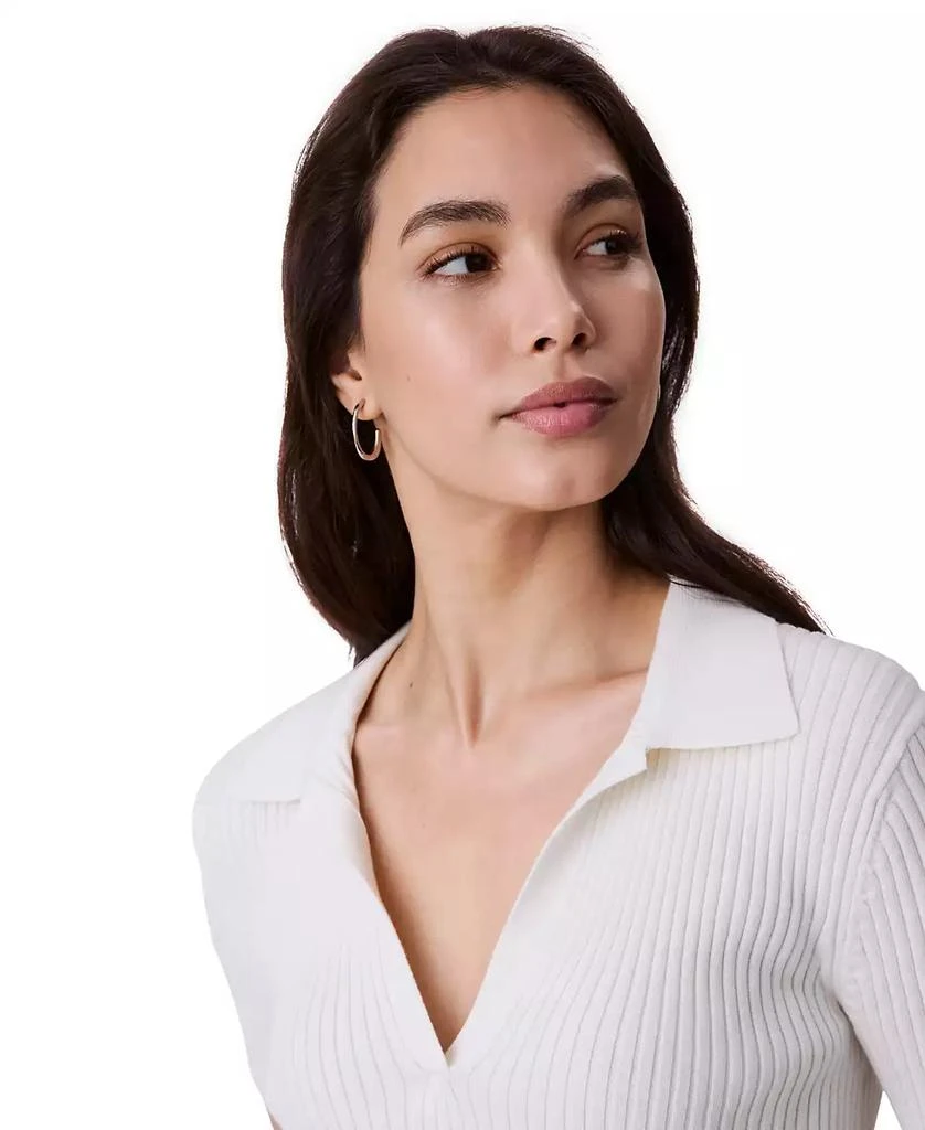 Calvin Klein Women's Cotton Ribbed Monogram-Logo Polo Top 4
