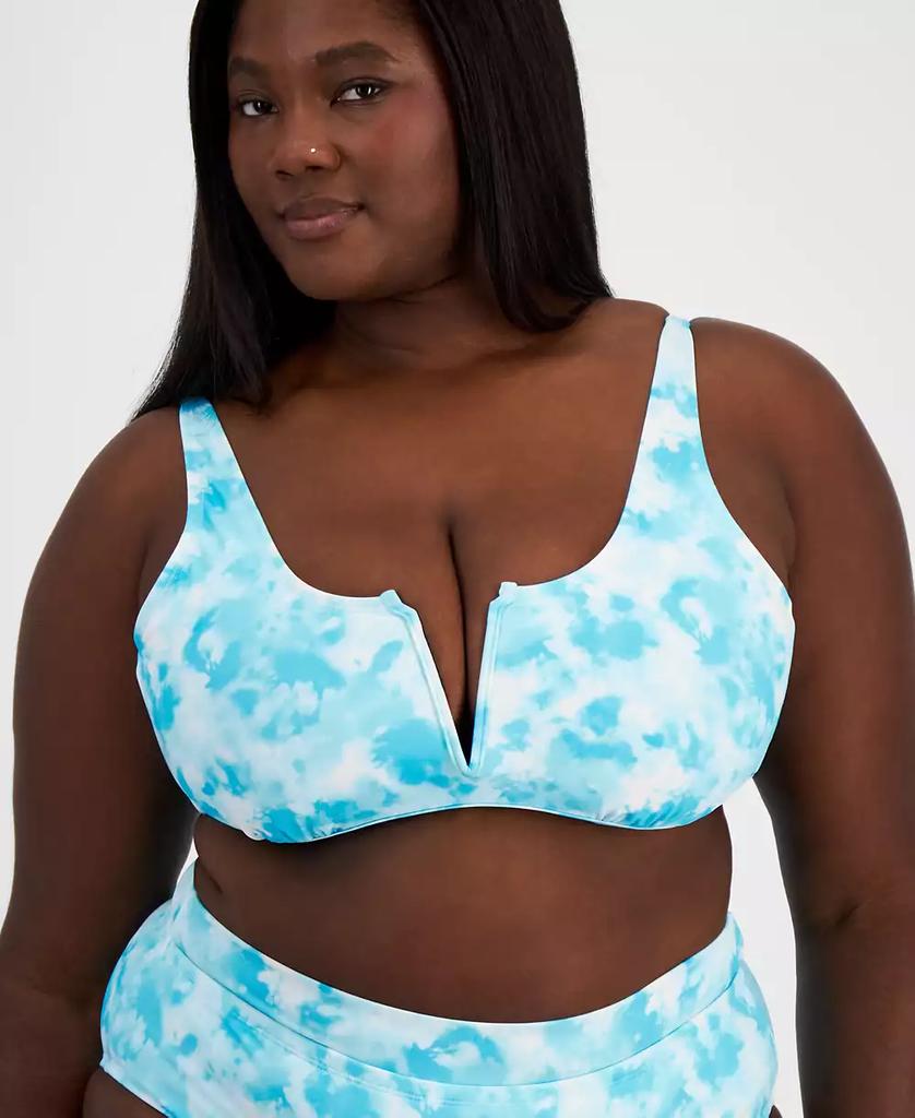 California Waves Salt + Cove Plus Size Tie-Dyed Bikini Top, Created for Macy's