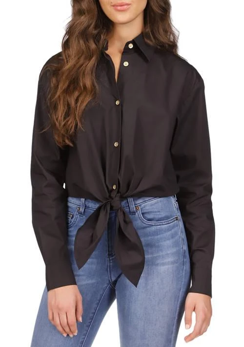 Michael Kors Michael Kors Womens Poplin Tie Shirt 1