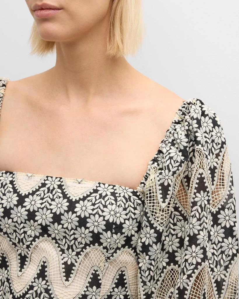 Cara Cara Montauk Two-Tone Floral Eyelet Cotton Mini Dress 7