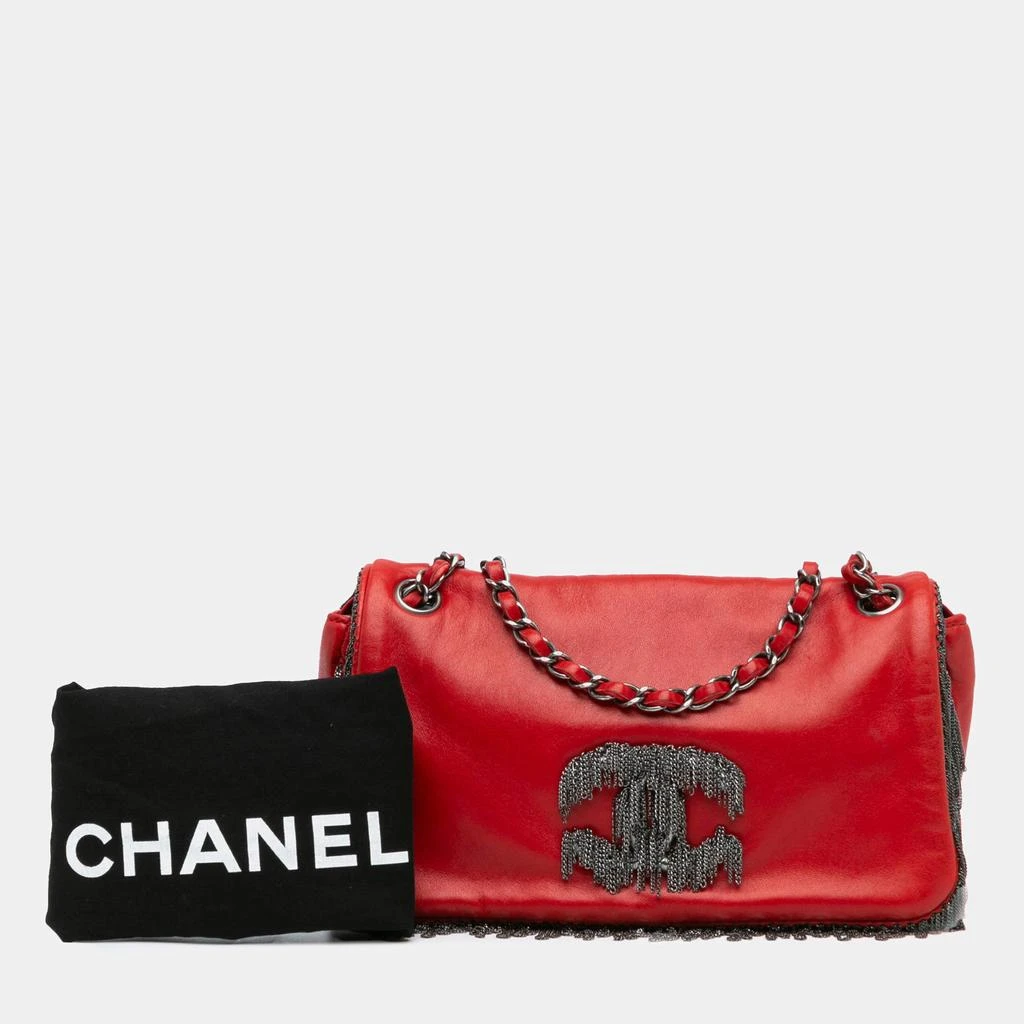 Chanel Chanel Red Lambskin Leather Small Rock and Cabaret Fringe Chain Flap Bag 10