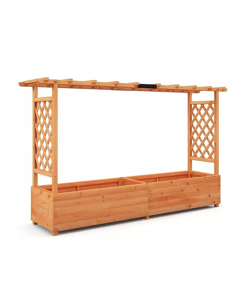 GIVIMO Raised Garden Bed with Side Trellis Hanging Roof and Planter Box