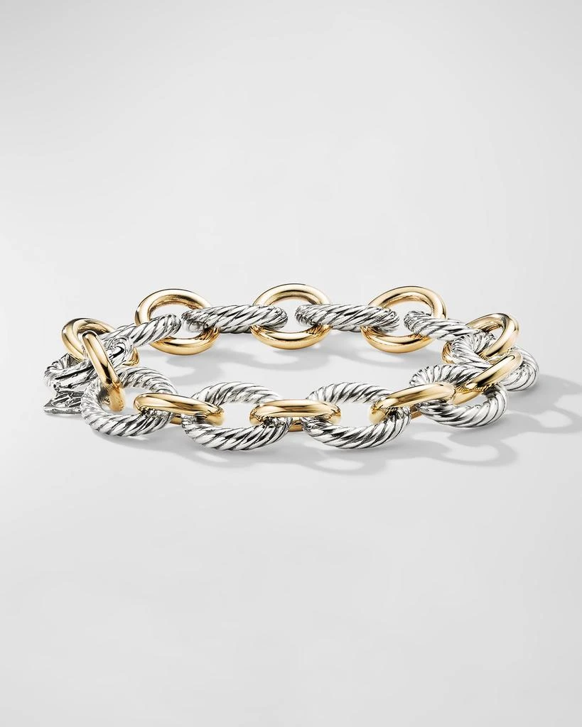 David Yurman Oval Link Chain Bracelet in Silver with 18K Gold, 12mm