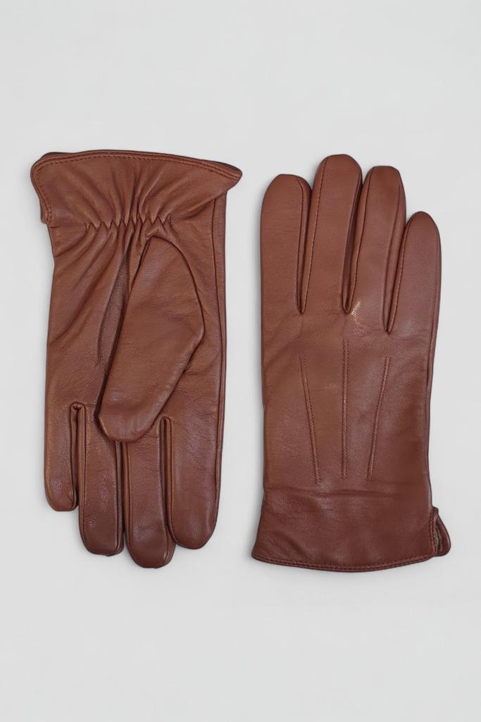 Infinity Leather Men’s Tan Brown Italian Leather Warm Wool Lining Winter Riding Driving Casual Gloves
