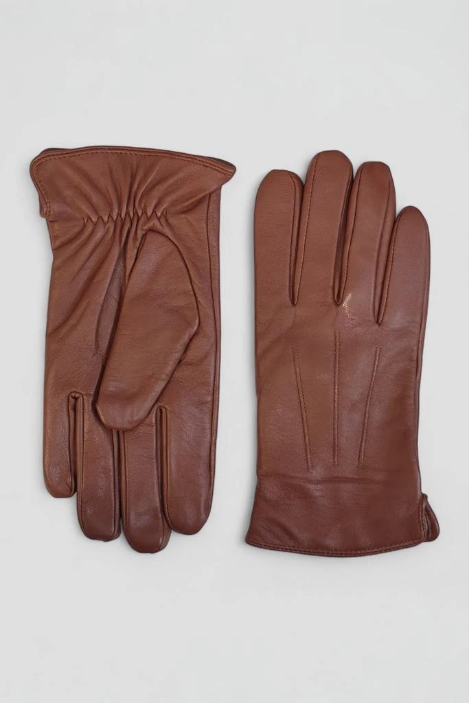 Infinity Leather Men’s Tan Brown Italian Leather Warm Wool Lining Winter Riding Driving Casual Gloves 1