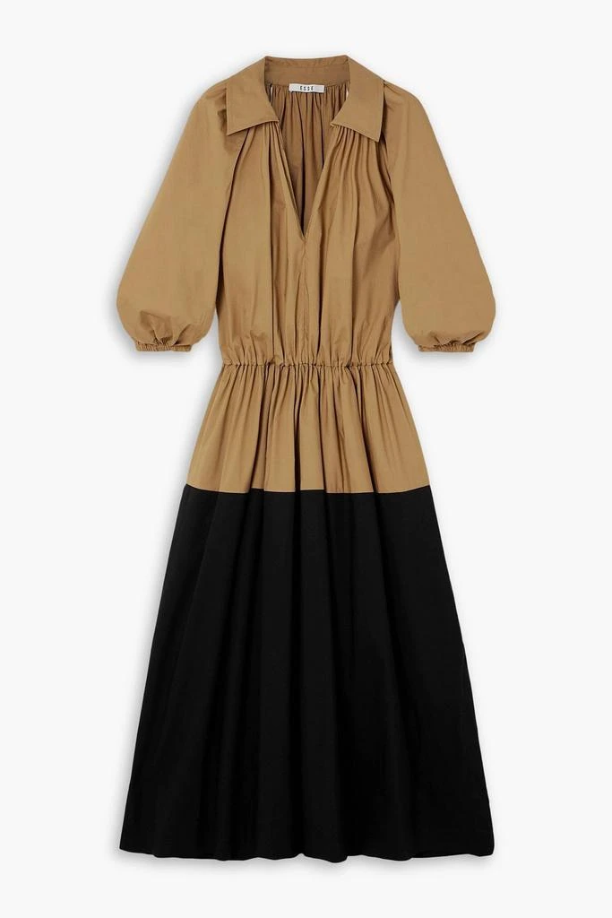 Esse Studios Collected gathered two-tone cotton-poplin maxi dress 1