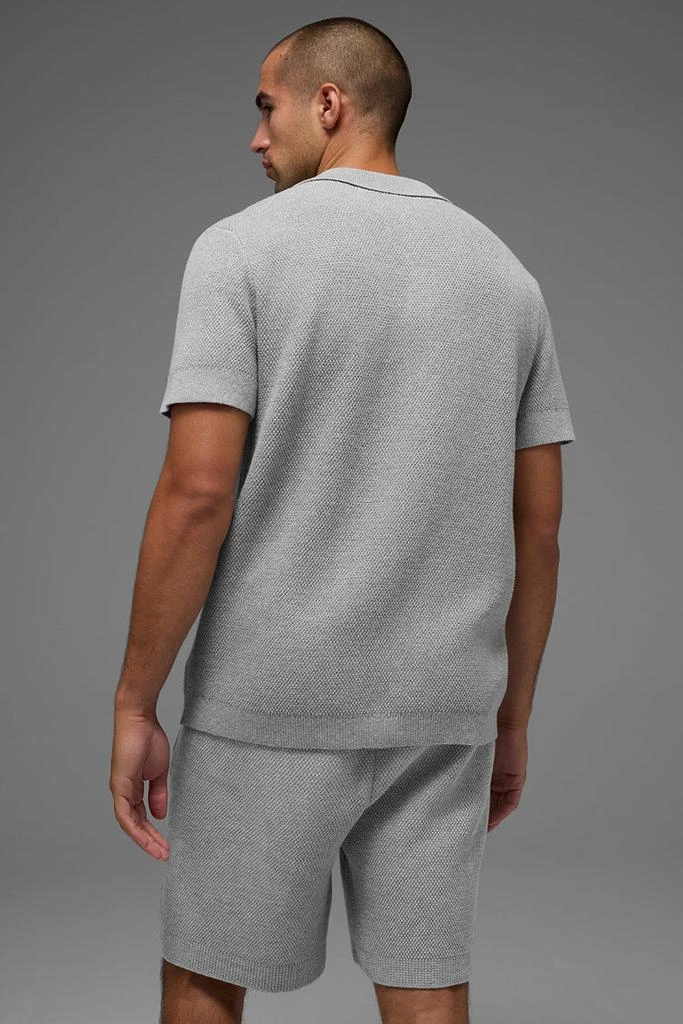 Alo Sports Club Sweater Knit Polo - Athletic Heather Grey 3