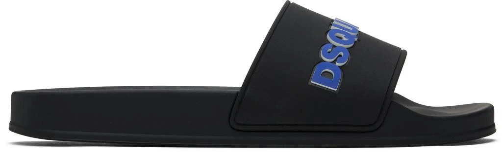 DSQUARED2 Black 'DSQUARED2' Logo Pool Slides 1