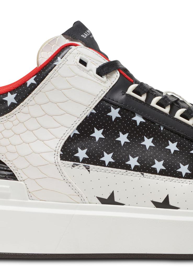 Balmain B-Court Mid Top Stars Print Leather Sneakers