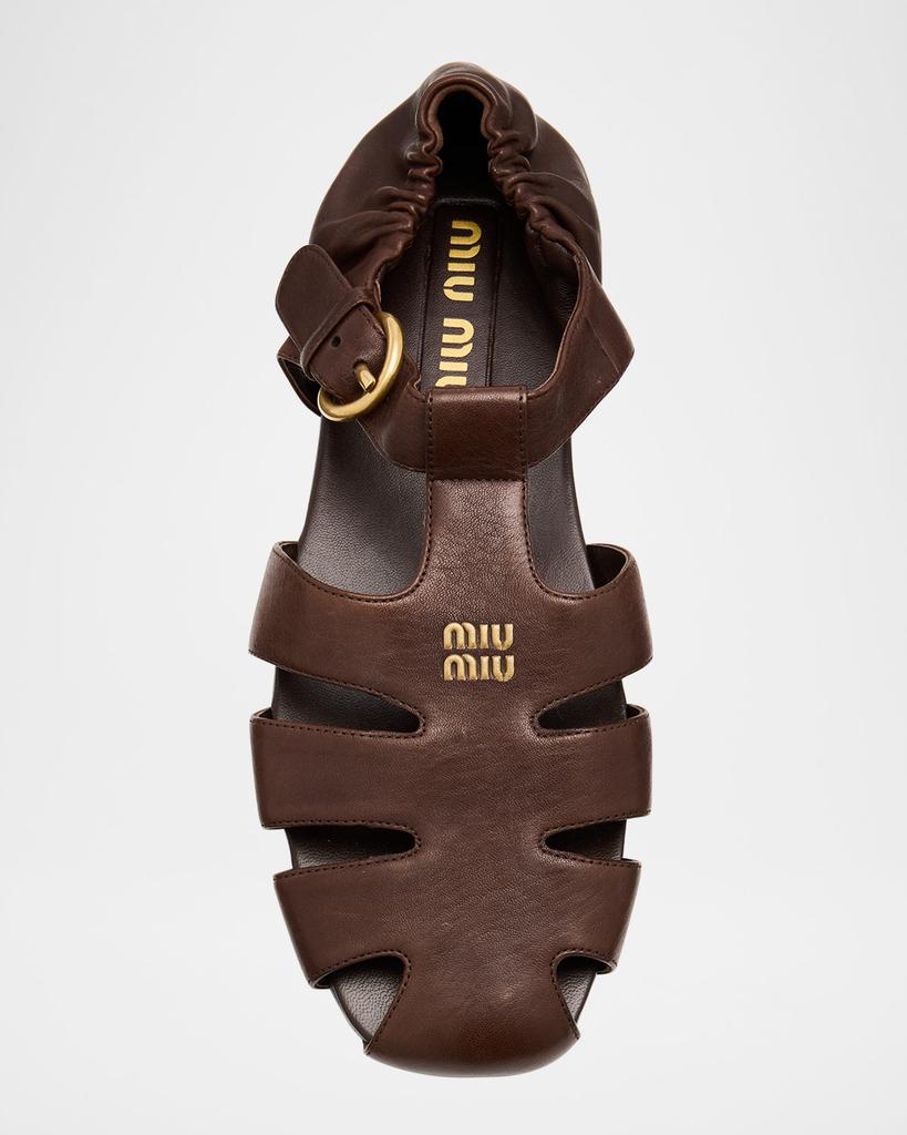 Miu Miu Fisherman Buckle Leather Sandals - Shoes - Free