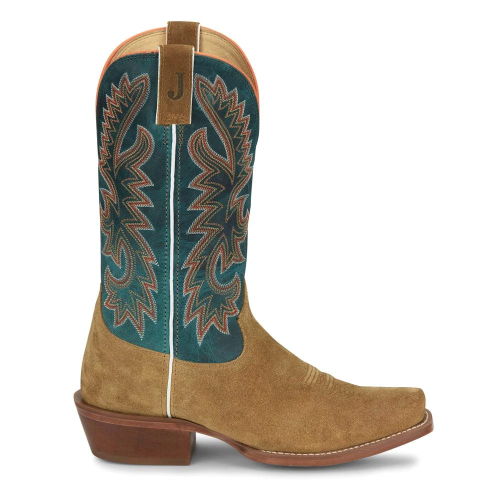 Justin Boots Jimmy Embroidered Square Toe Pull On Cowboy Boots 1