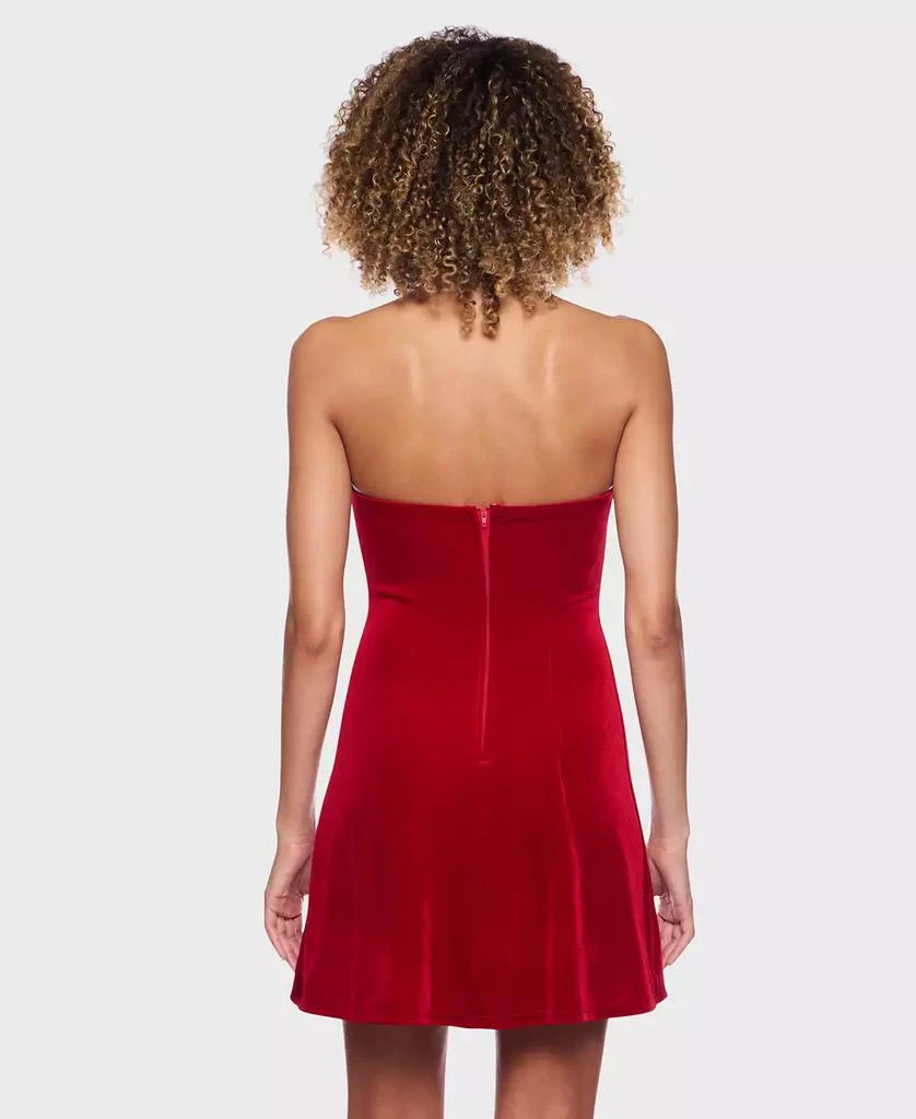 B Darlin Juniors Strapless Velvet Dress with Satin Rhinestone Bow Detail 5