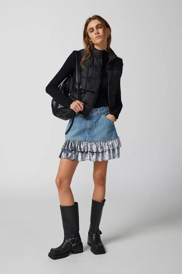 Urban Renewal Urban Renewal Parties Remade Velvet Trim Denim Mini Skirt