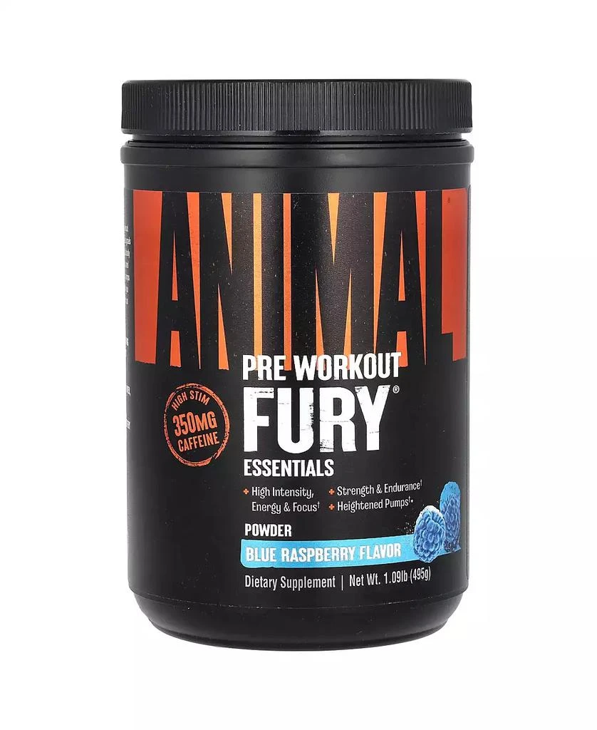 Animal Fury Essentials  Pre Workout  Blue Raspberry  -  1.09 lb (495 g)