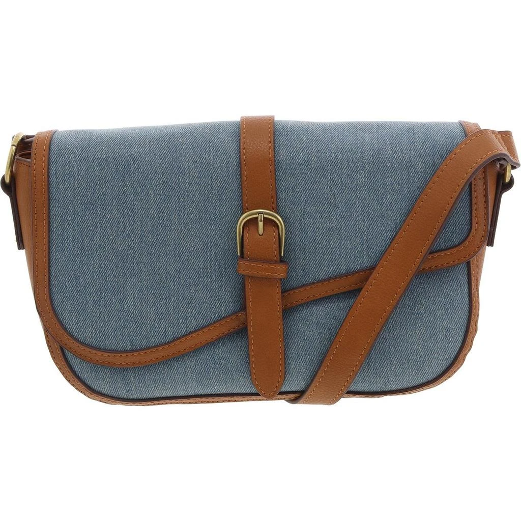 Lucky Brand Zenan Womens Faux Leather Trim Denim Crossbody Handbag 1