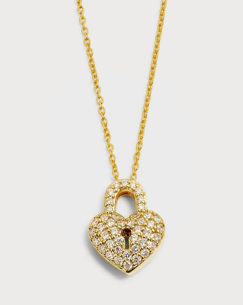 Roberto Coin Yellow Gold Diamond Heart Lock Necklace 1