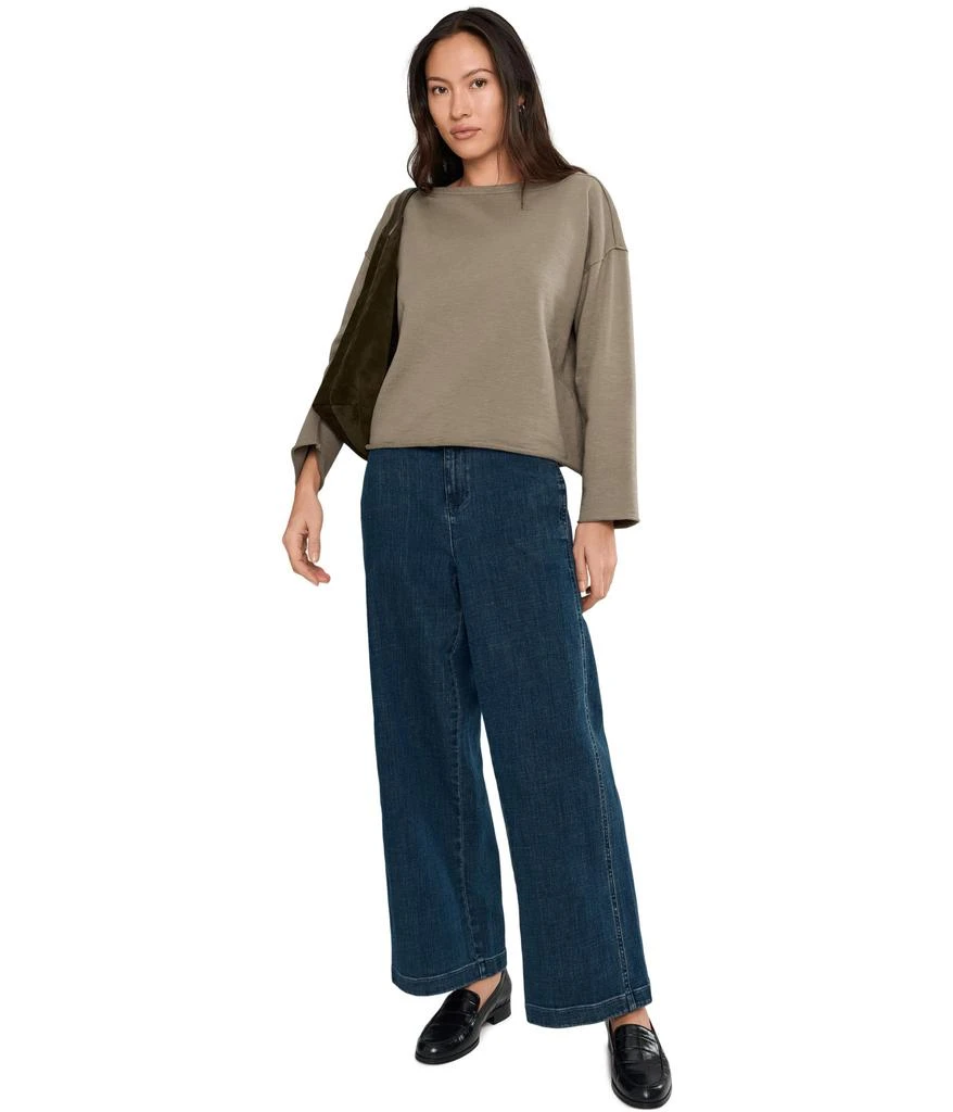 Eileen Fisher Petite Cotton Stretch Denim Full Length Wide Pants 2