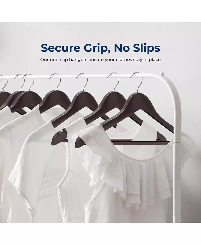 SereneLife 60 Pieces Wooden Hangers - Non-Slip, Sturdy, and Heavy Duty Suit Hanger Set with Chrome 360° Swivel Hook (Brown) 3