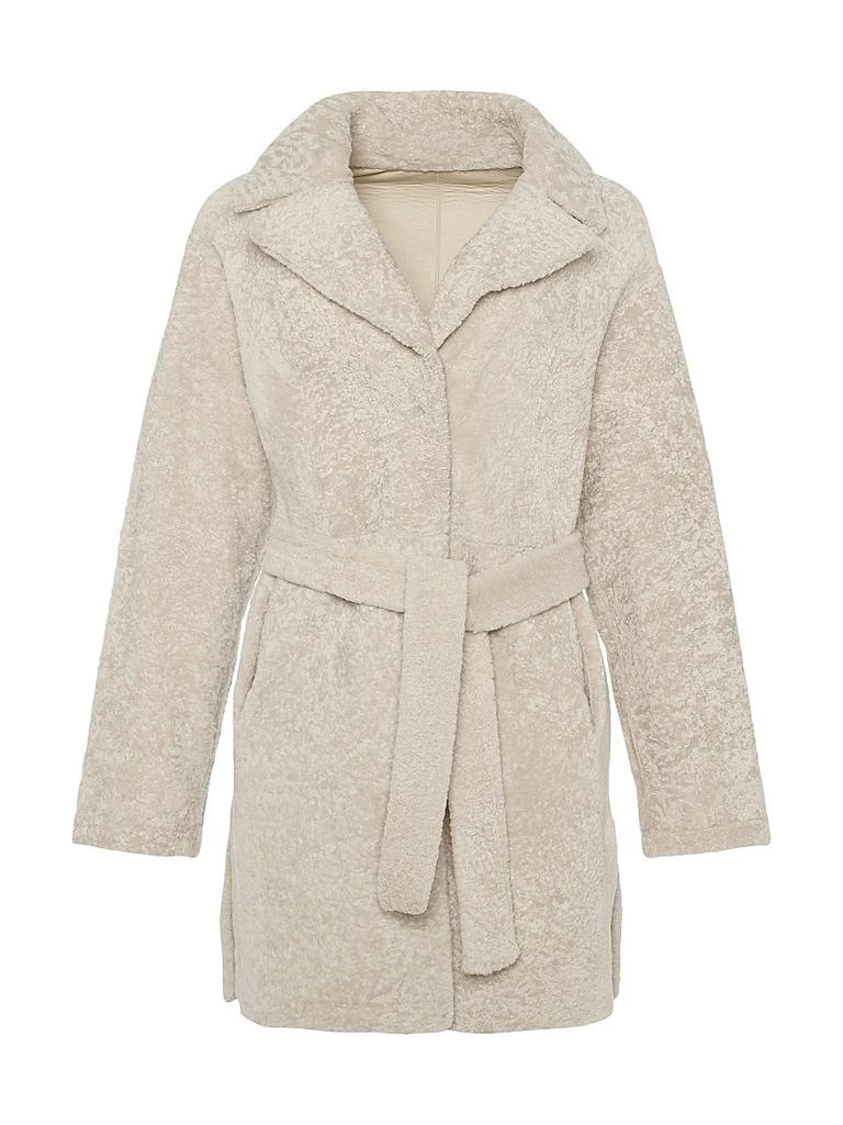 Gorski Reversible Textured Shearling Lamb Stroller Belt