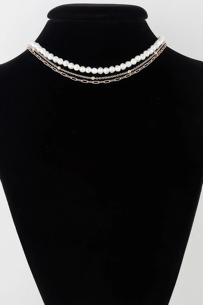 TRUEDAMES Triple Pearl Chain Necklace