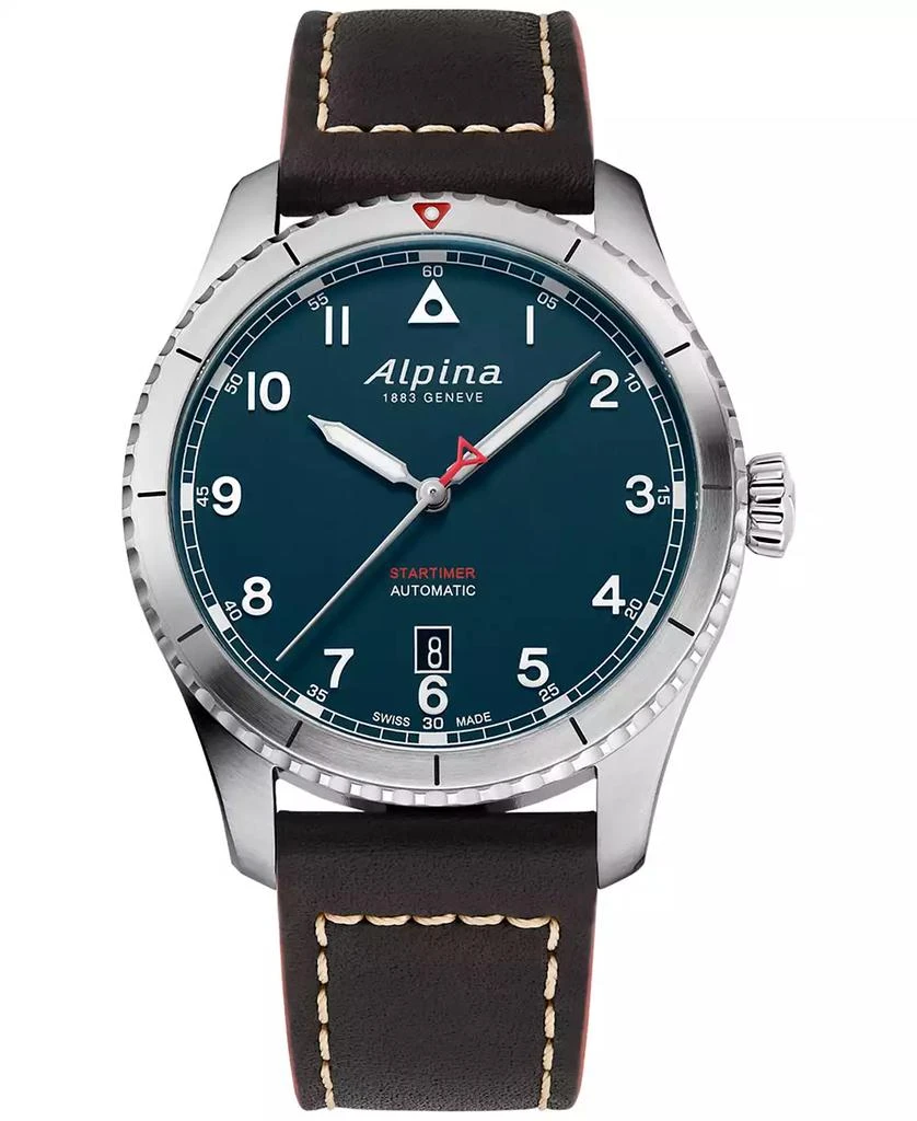 Alpina Men's Swiss Automatic Startimer Black Leather Strap Watch 41mm 1