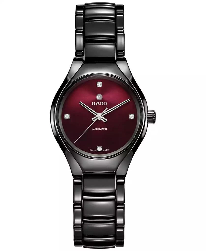 Rado Women's Swiss Automatic True Diamond Accent Black High-Tech Ceramic Bracelet Watch 30mm 1