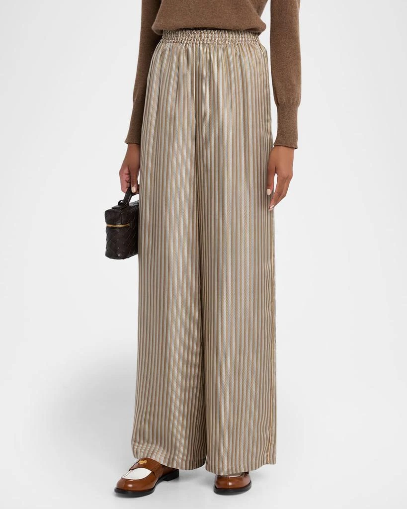 Max Mara Ladino Striped Silk Wide-Leg Belted Pants 4