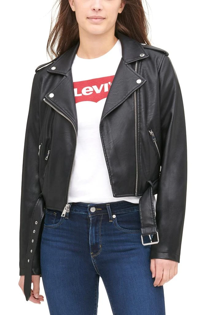 Levi's Faux Leather Fashion Belted Moto Jacket 4