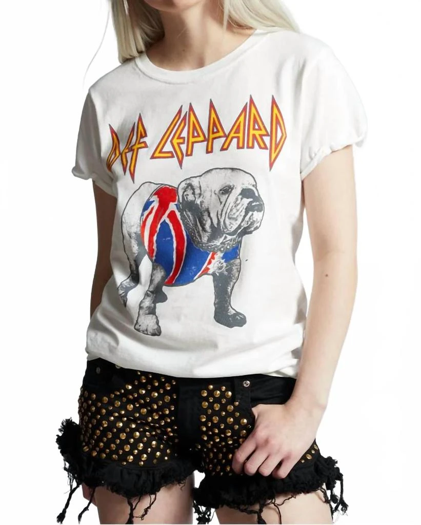 Recycled Karma Def Leppard Bulldog Tee In White 1
