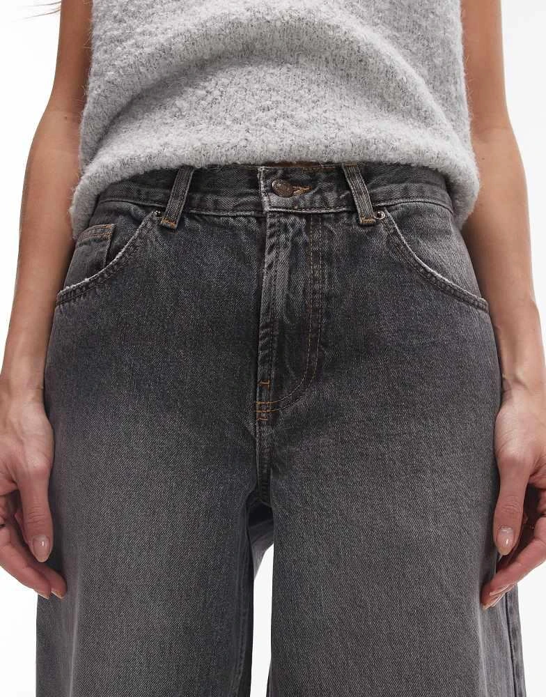 Topshop Topshop Cinch low rise relaxed jean in dark vintage grey 4
