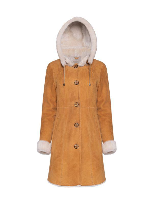 WOLFIE FURS Premium Shearling Hooded Parka Coat