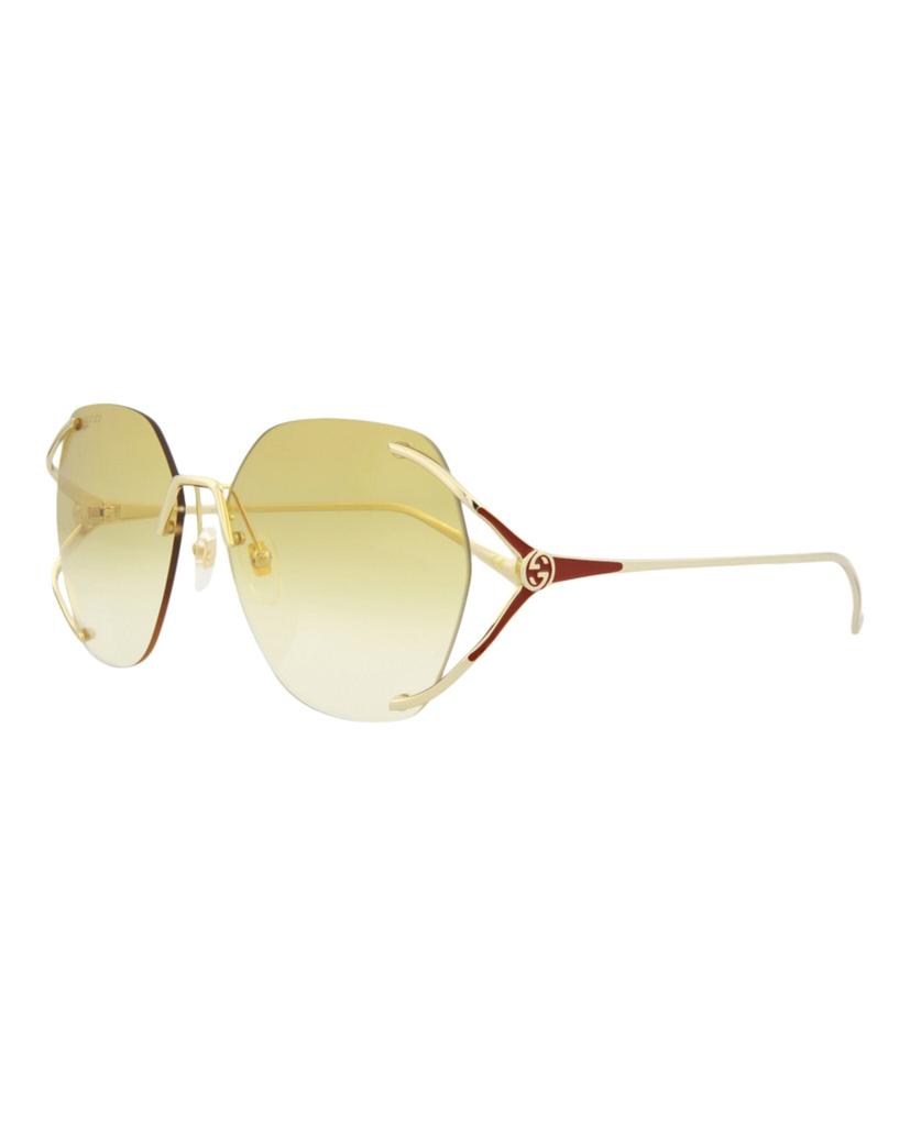 Gucci Square-Frame Metal Sunglasses